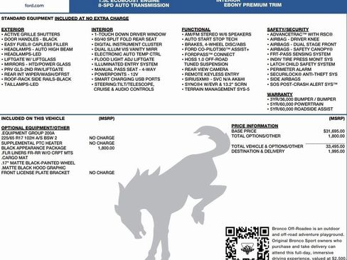 New 2025 Ford Bronco Sport Big Bend w/ Black Appearance Package image 2