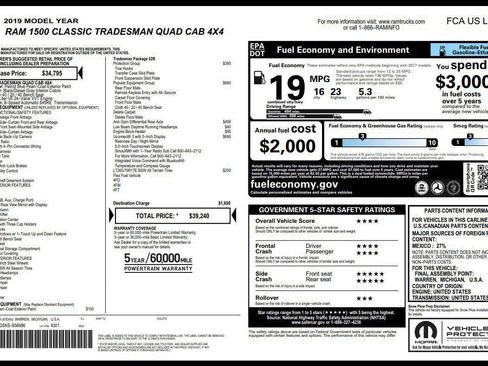 Used 2019 RAM 1500 Tradesman w/ Popular Equipment Group AWD/4WD image 4