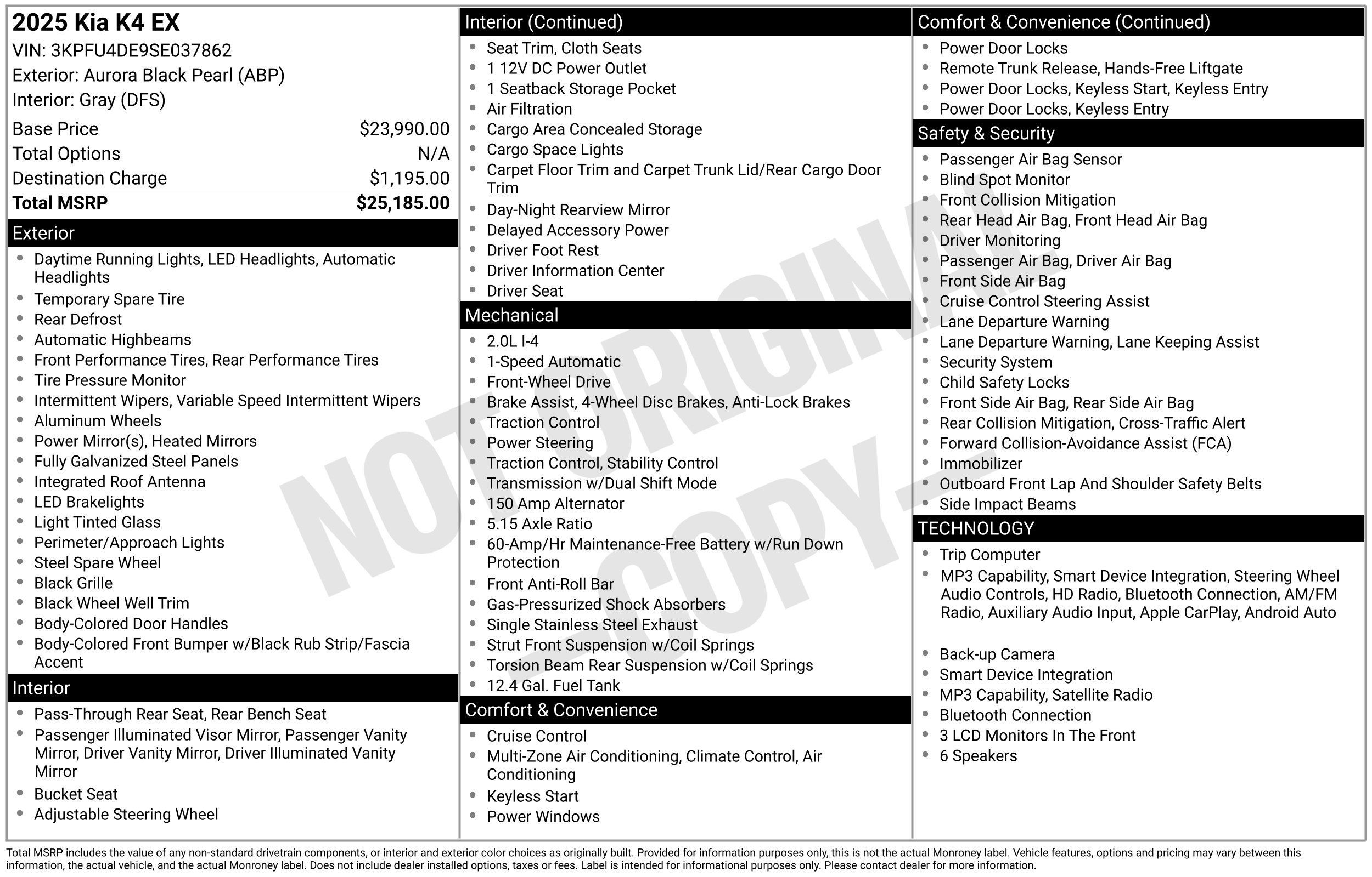 Used 2025 Kia K4 EX FWD image 2