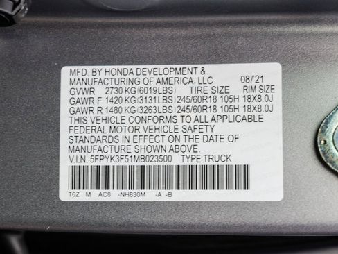 Used 2021 Honda Ridgeline RTL image 60