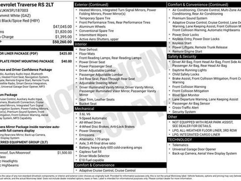 Used 2023 Chevrolet Traverse RS w/ LPO, Floor Liner Package image 42