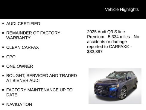 Certified 2025 Audi Q3 2.0T Premium w/ Convenience Package image 9
