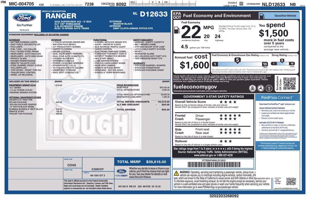 Used 2022 Ford Ranger XLT w/ Equipment Group 301A Mid AWD/4WD image 34