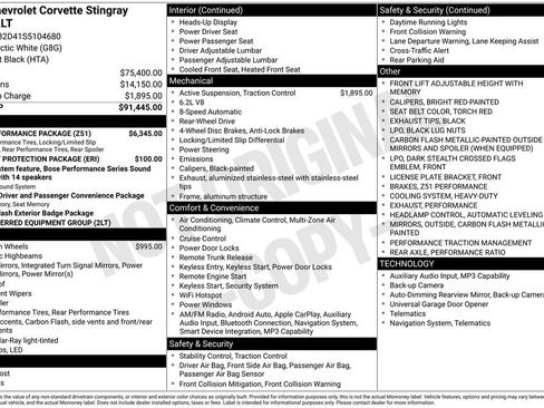 Used 2025 Chevrolet Corvette Stingray Preferred Cpe w/ Z51 Performance Package RWD image 3