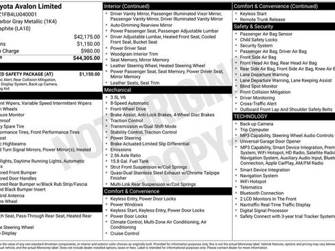 Used 2020 Toyota Avalon Limited w/ Advanced Safety Package FWD image 11