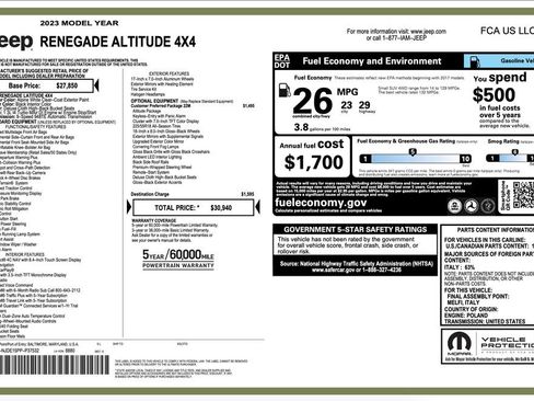 Certified 2023 Jeep Renegade Altitude AWD/4WD image 7