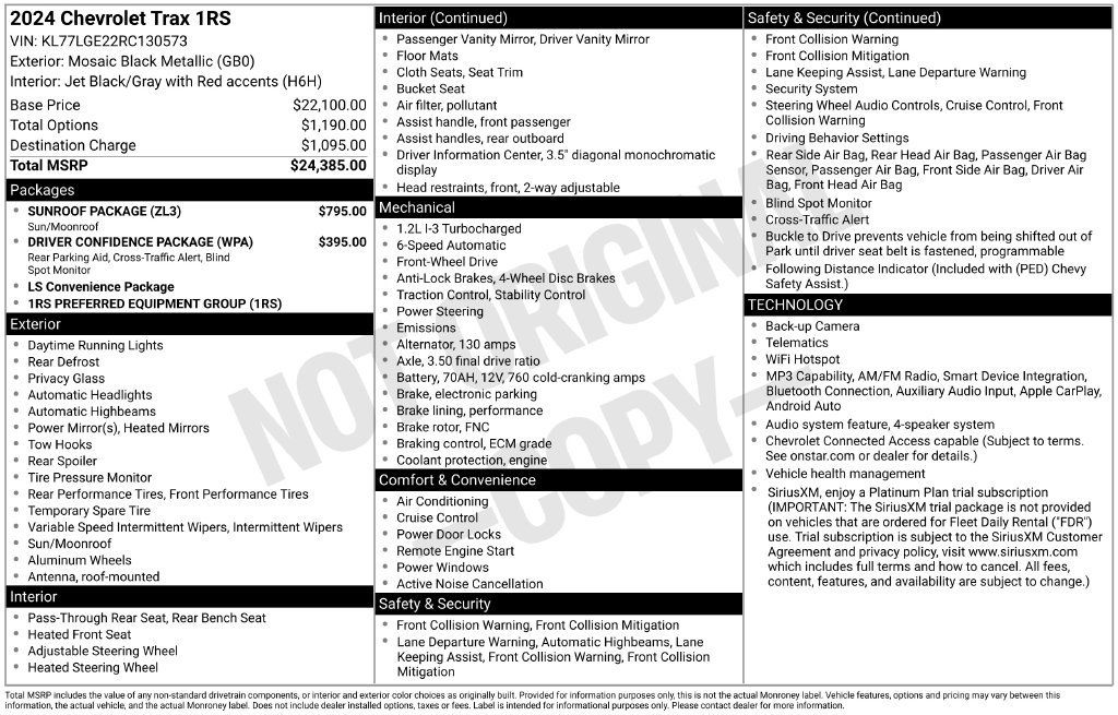 Certified 2024 Chevrolet Trax RS w/ Sunroof Package FWD image 4