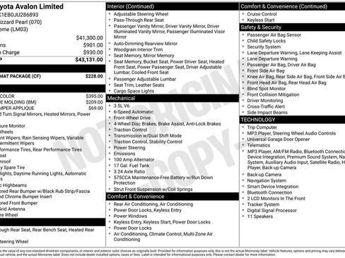 Used 2018 Toyota Avalon Limited w/ Carpet Mat Package FWD image 6