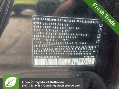 Used 2019 Volkswagen Tiguan SE w/ Panoramic Sunroof Package image 15