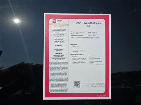 Certified 2024 Toyota Highlander LE FWD image 25