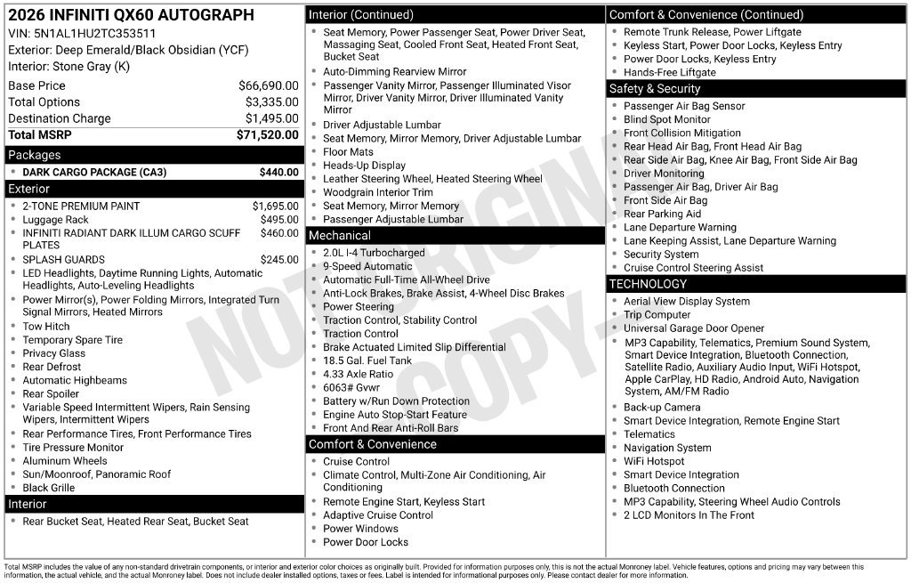 Certified 2026 INFINITI QX60 Autograph w/ Dark Cargo Package AWD/4WD image 34