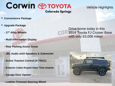 Used 2014 Toyota FJ Cruiser 4WD w/ Upgrade Package image 7