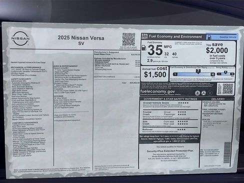 New 2025 Nissan Versa SV w/ Trunk Package image 6