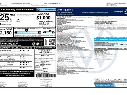 Certified 2024 Volkswagen Tiguan SE w/ Panoramic Sunroof Package AWD/4WD image 47