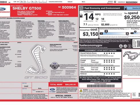 Used 2022 Ford Mustang Shelby GT500 w/ Technology Package RWD image 9