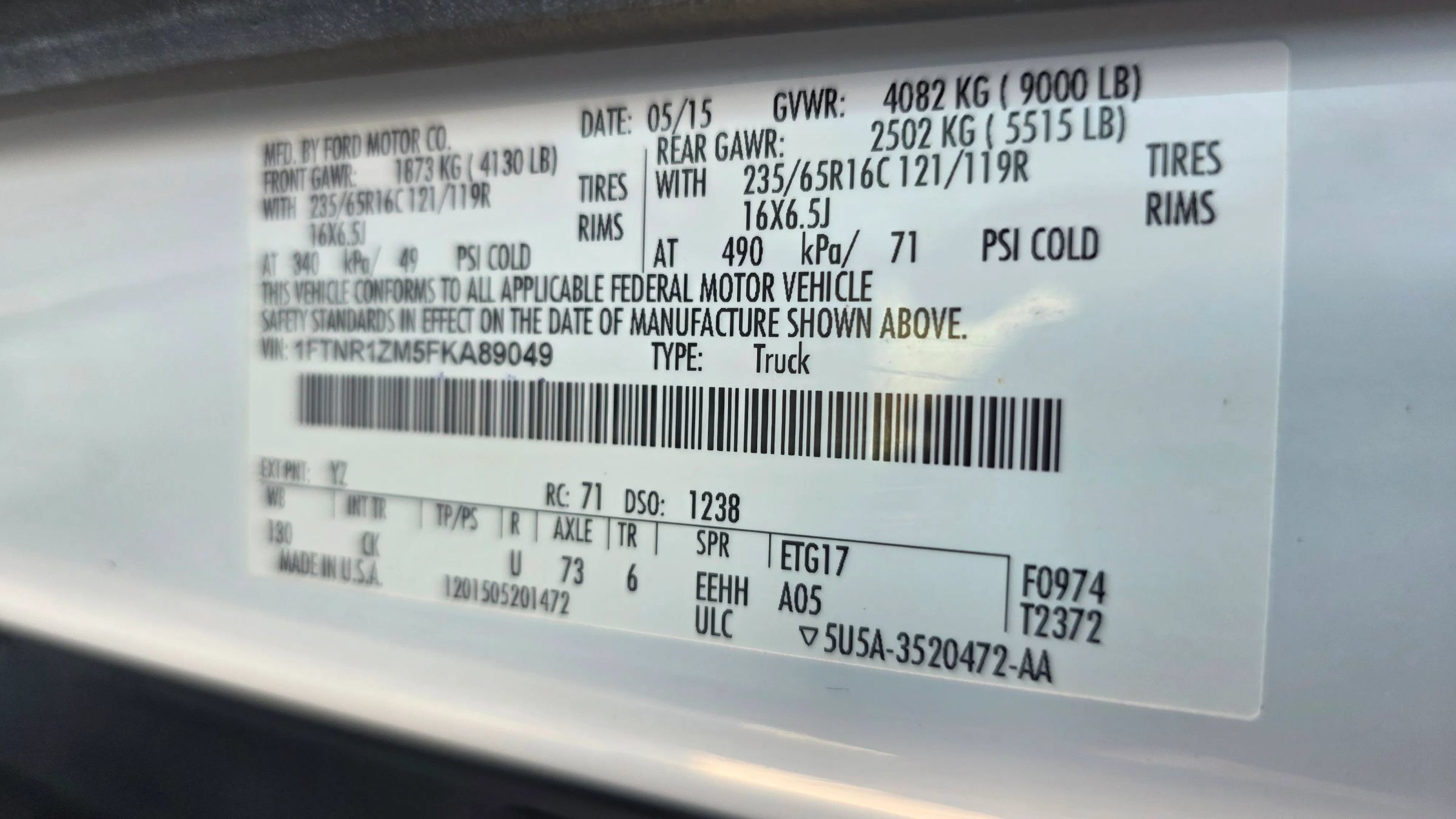 Used 2015 Ford Transit 250 130 Low Roof w/ Exterior Upgrade Package RWD image 19