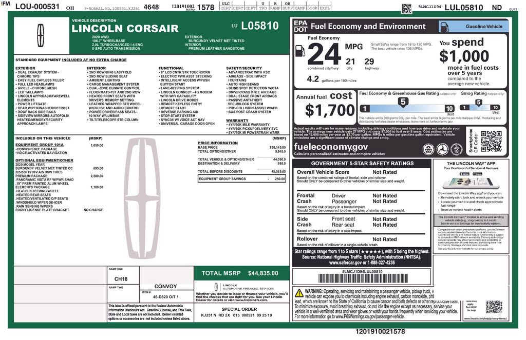 Used 2020 Lincoln Corsair AWD w/ Premium Package image 3