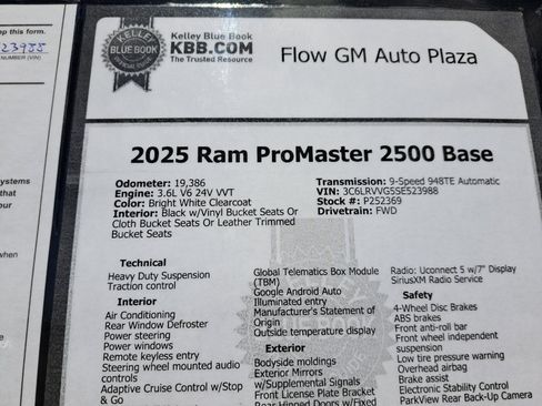 Used 2025 RAM ProMaster 2500 w/ U-Haul Equipment Group FWD image 38