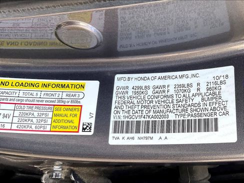 Certified 2019 Honda Accord EX image 34