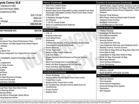 Used 2019 Toyota Camry XLE w/ Carpet Mat Package FWD image 17