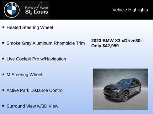 Used 2023 BMW X3 xDrive30i w/ M Sport Package AWD/4WD image 31