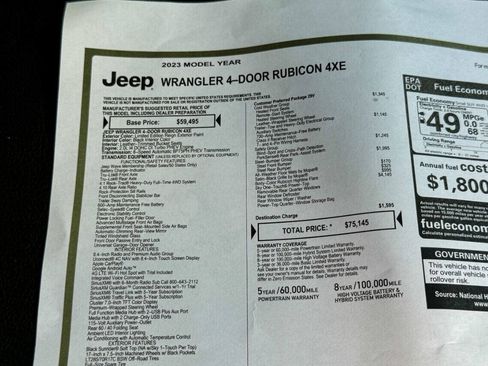Used 2023 Jeep Wrangler Unlimited Rubicon 4xe w/ Steel Bumper Group AWD/4WD image 49