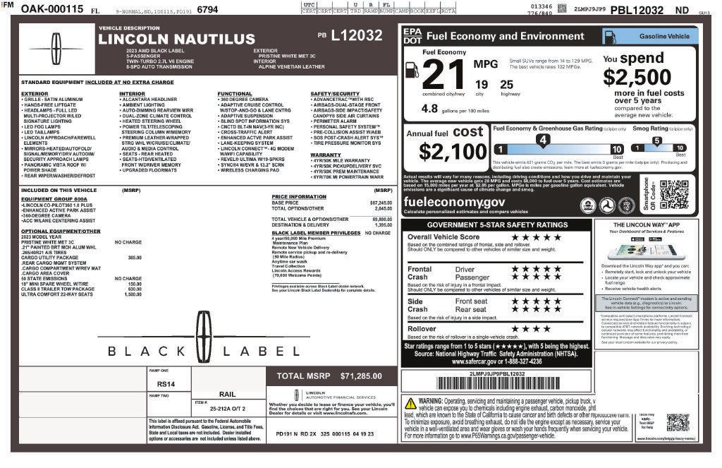 Used 2023 Lincoln Nautilus Black Label w/ Class II Trailer Tow Package AWD/4WD image 66