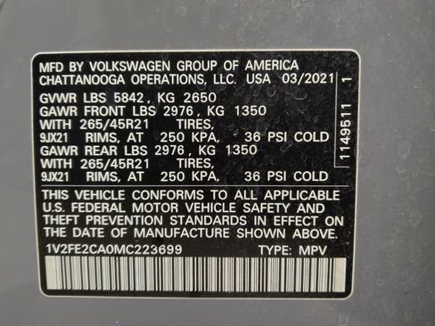 Used 2021 Volkswagen Atlas Cross Sport SEL Premium w/ Cross Sport MDO Package image 33