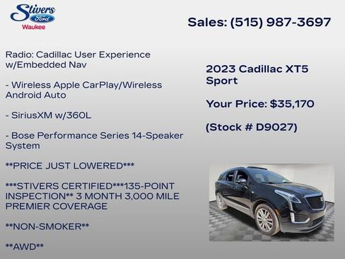 Used 2023 Cadillac XT5 Sportv AWD/4WD image 15