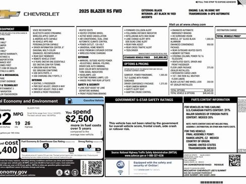 Used 2025 Chevrolet Blazer RS w/ Driver Confidence II Package image 2