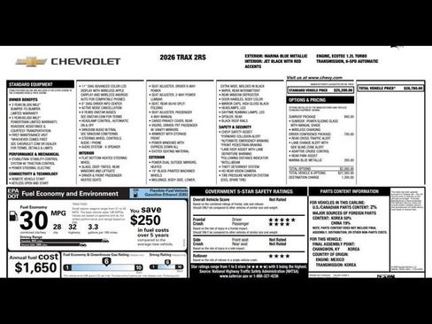 New 2026 Chevrolet Trax RS w/ Sunroof Package image 3