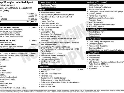 Used 2017 Jeep Wrangler Unlimited Sport w/ Quick Order Package 24S AWD/4WD image 4