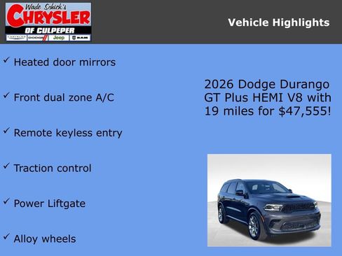 New 2026 Dodge Durango GT w/ Tow 'N Go Package AWD/4WD image 7
