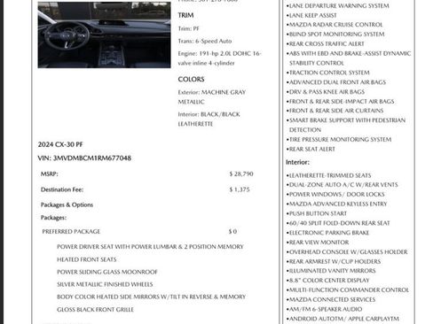 Used 2024 MAZDA CX-30 AWD 2.5 S w/ Preferred Package image 2
