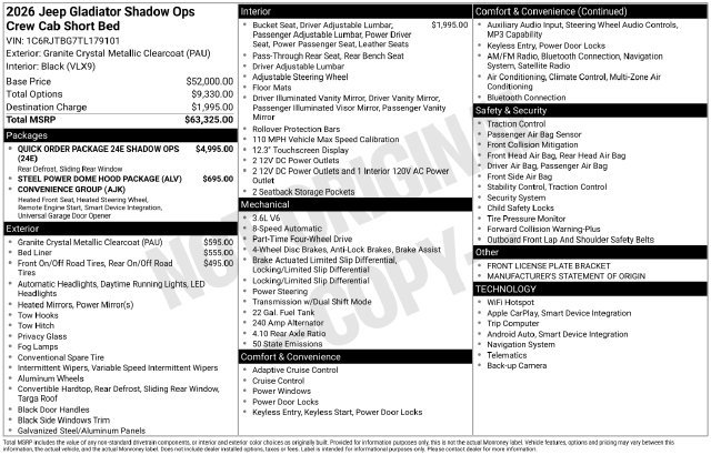 New 2026 Jeep Gladiator Rubicon AWD/4WD image 38