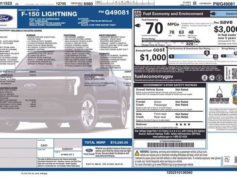 Used 2023 Ford F150 Lightning Lariat w/ Equipment Group 511A High image 5