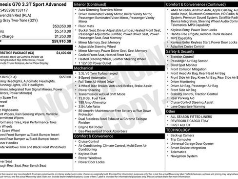 New 2025 Genesis G70 3.3T Advanced w/ Sport Prestige Package image 5