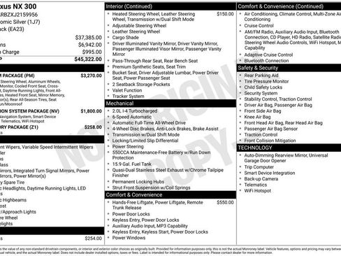 Used 2018 Lexus NX 300 AWD w/ Premium Package image 9