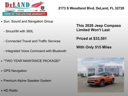 New 2026 Jeep Compass Limited w/ Sun, Sound & Navigation Group image 13