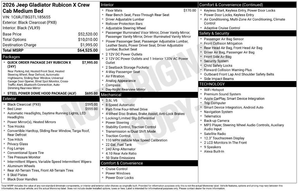 New 2026 Jeep Gladiator Rubicon AWD/4WD image 5