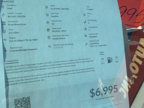 Used 2012 Volkswagen Beetle 2.5 image 12