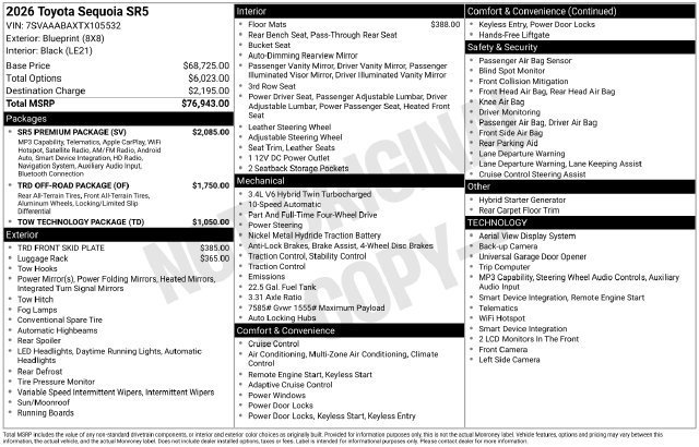 New 2026 Toyota Sequoia SR5 w/ SR5 Premium Package AWD/4WD image 28