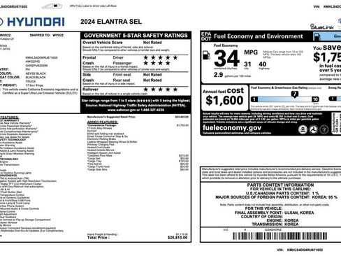 Certified 2024 Hyundai Elantra SEL w/ Convenience Package FWD image 3