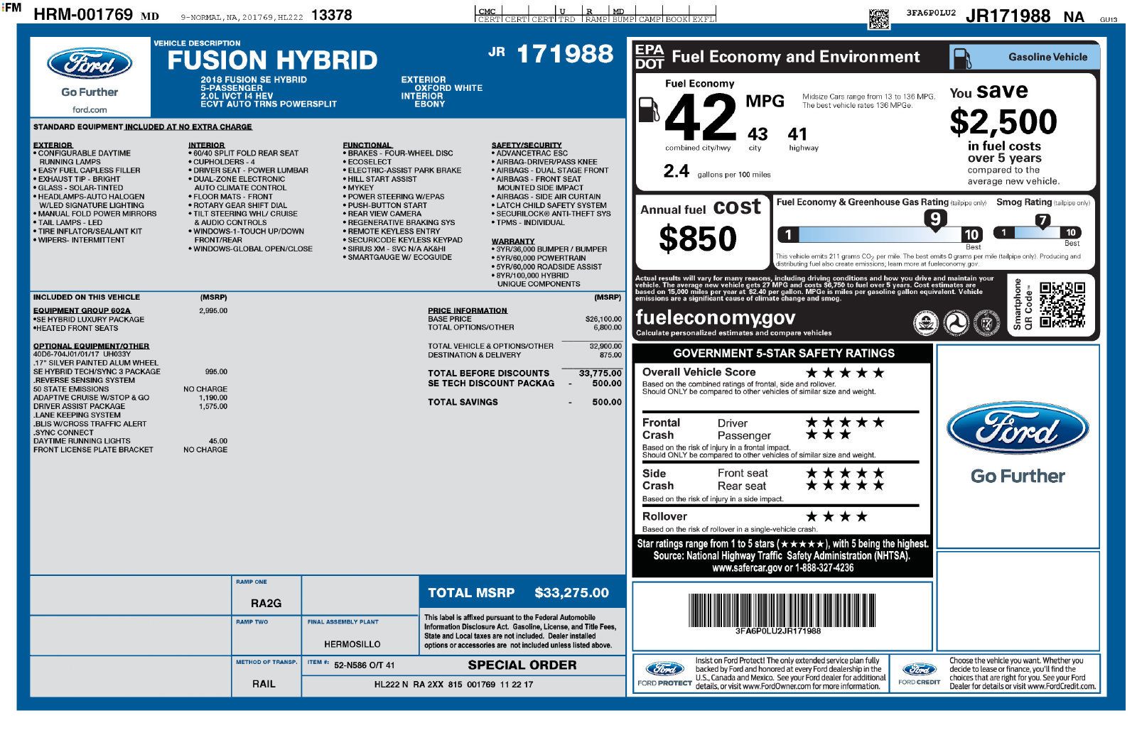 Used 2018 Ford Fusion SE w/ Equipment Group 602A FWD image 4