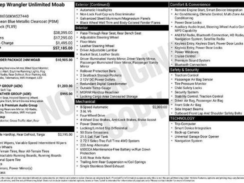 Used 2019 Jeep Wrangler Unlimited Sahara w/ Quick Order Package 24M Moab image 31