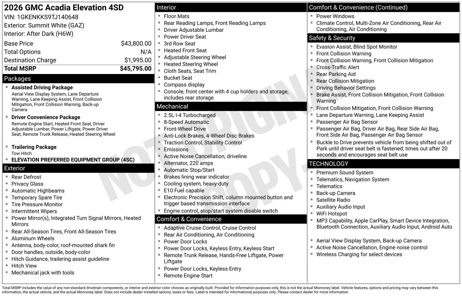 Used 2026 GMC Acadia Elevation FWD image 1