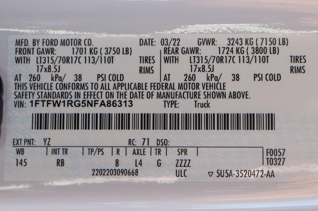 Used 2022 Ford F150 Raptor w/ Equipment Group 801A High AWD/4WD image 66