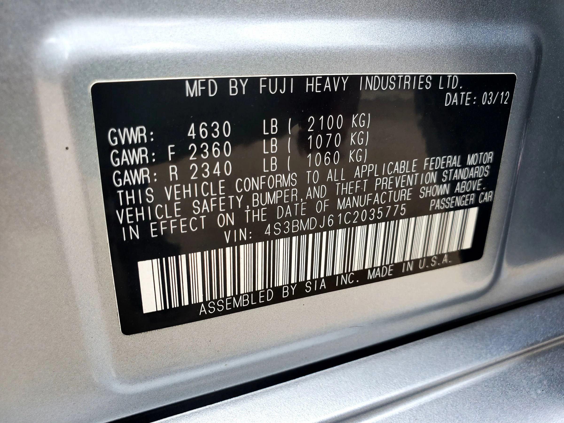 Used 2012 Subaru Legacy 3.6R Limited AWD/4WD image 61