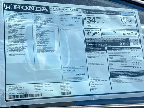 New 2026 Honda Civic Sport image 31