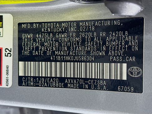 Used 2018 Toyota Camry SE w/ Moonroof Package image 12